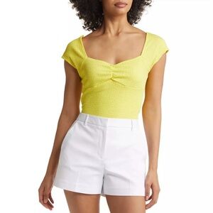 🆕 HALOGEN Yellow Short Sleeve Top NWT